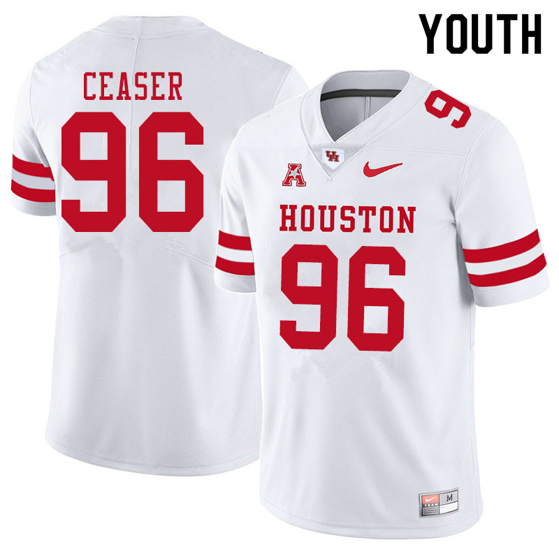 Youth #96 Nelson Ceaser Houston Cougars College Football Jerseys Sale-White - Click Image to Close